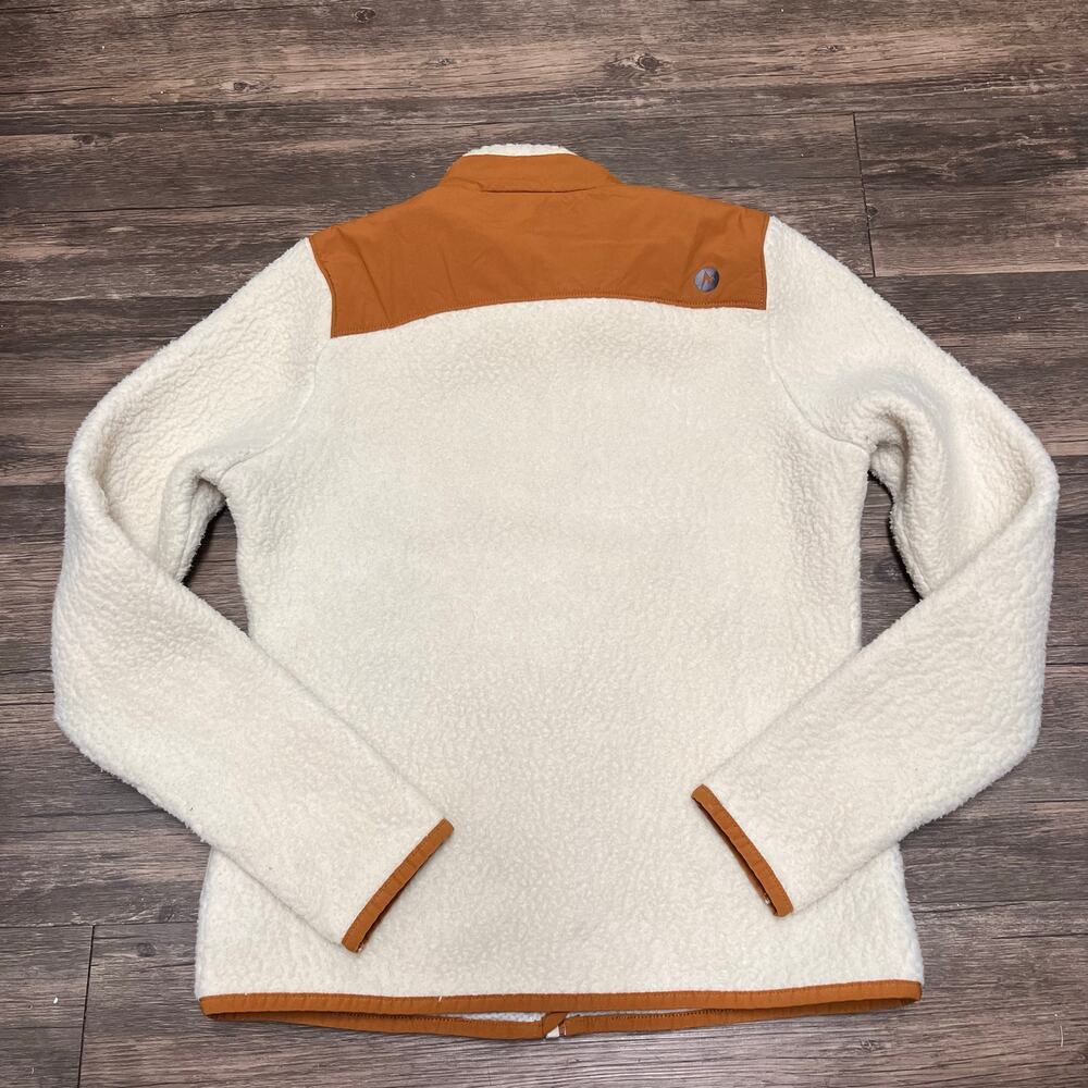 Marmot Wiley Polartec Sherpa Fleece Jacket Cream Brown Full Zip XS Gorpcore Cozy - Picture 4 of 13